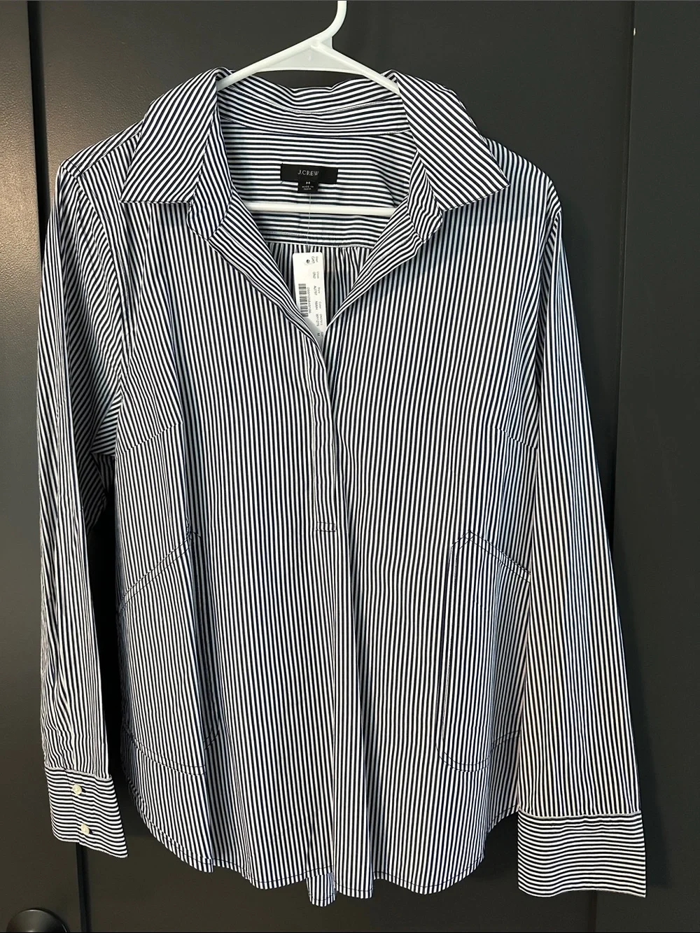 J.Crew Collared Popover Tunic in Navy/White Stripe